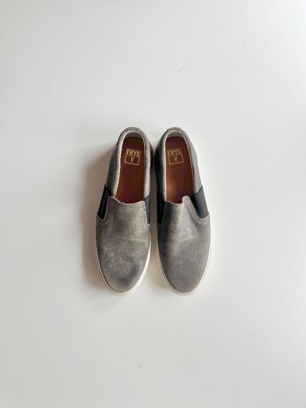 FRYE Miller Grey Nubuck Leather Slip On Sneakers, Size 12